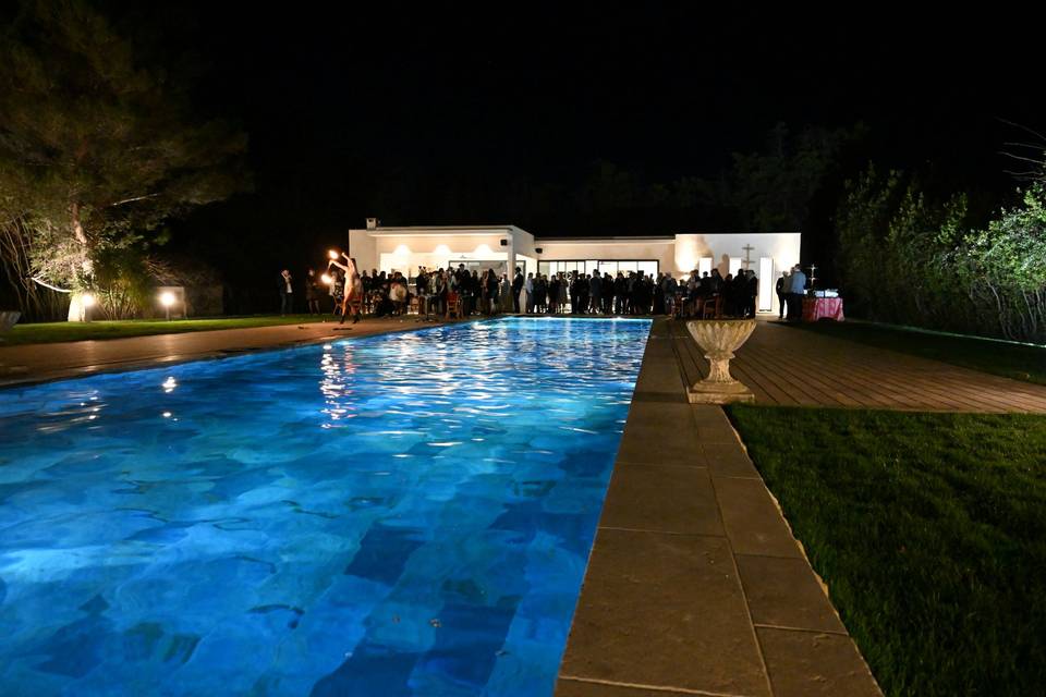 Réception pool house nuit