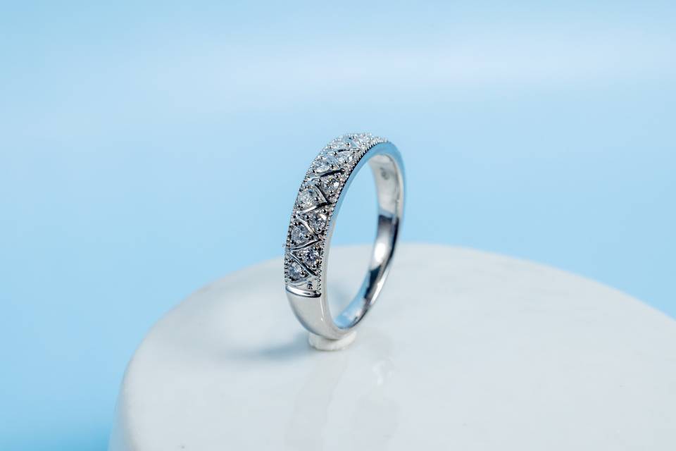 bague argent scintillante colonne bleu