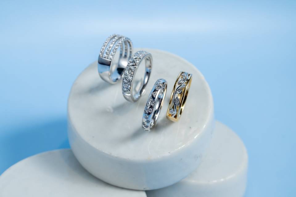 trois anneaux or blanc cylindres