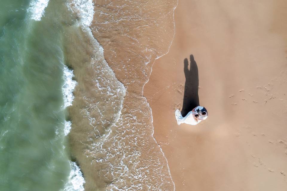 Photo mariage drone plage