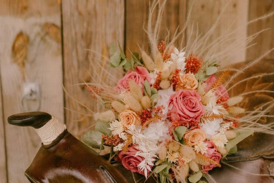 Bouquet de mariée vieux rose p