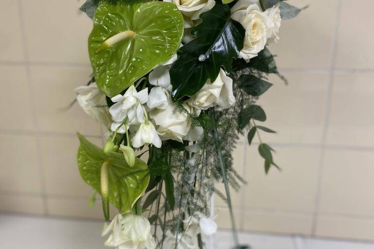 Bouquet chute blanc vert