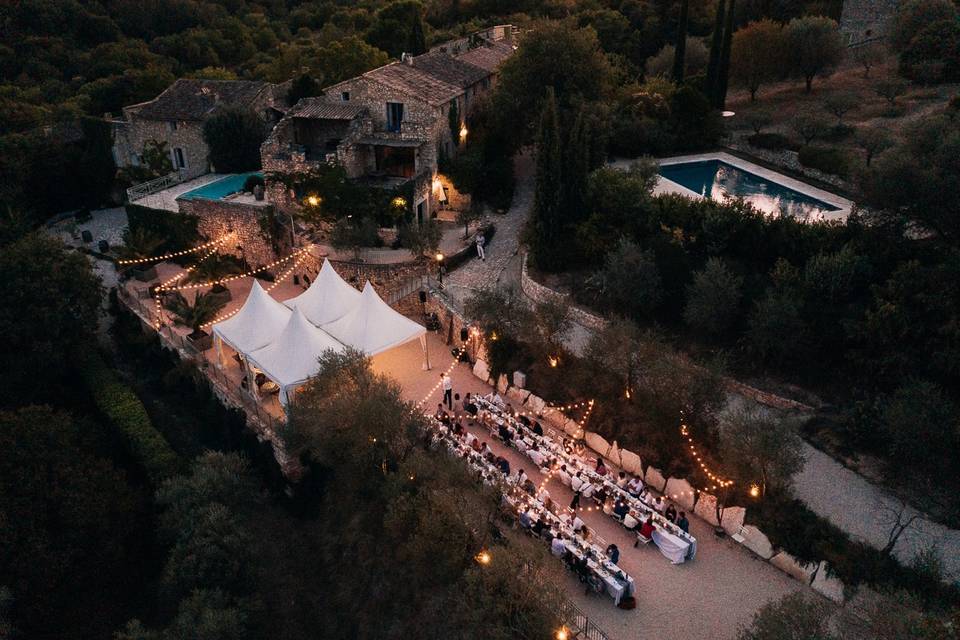 Vue aérienne du dîner