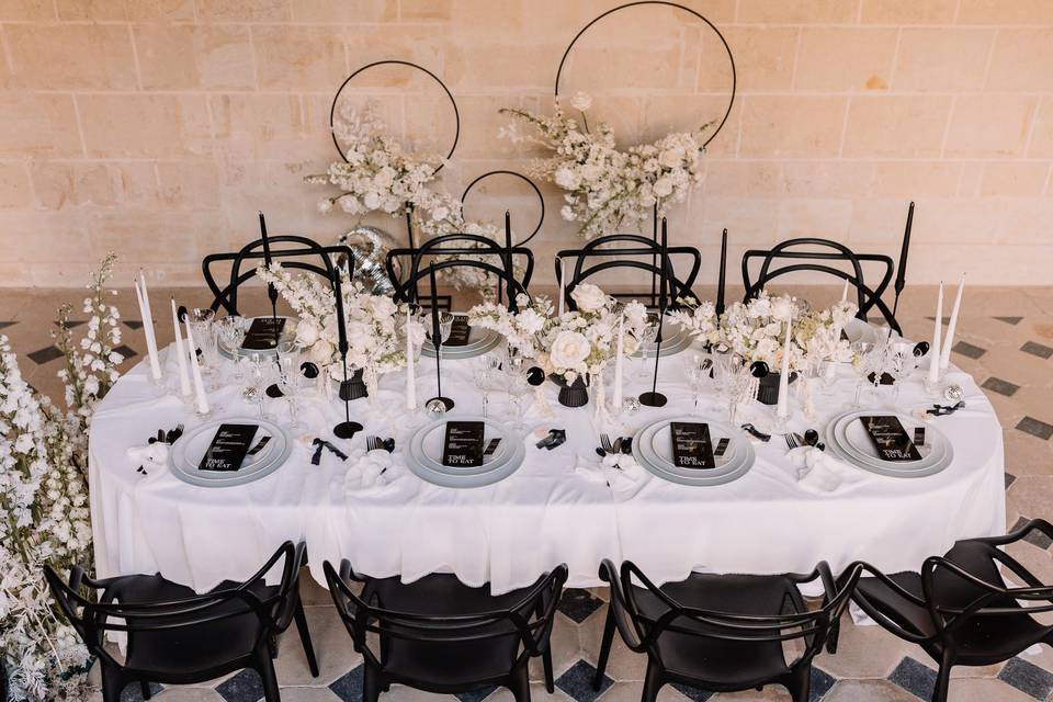 Table mariage noir & blanc