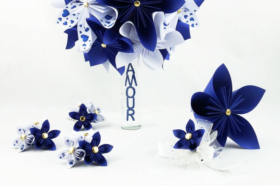 Bouquet mariage bleu et blanc
