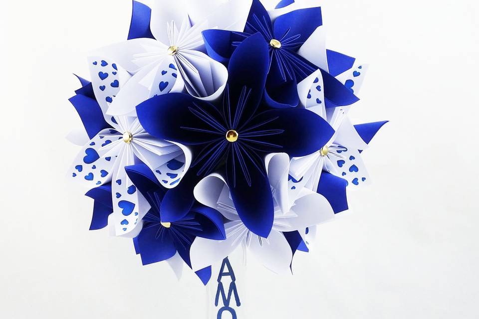 Bouquet mariee bleu et blanc