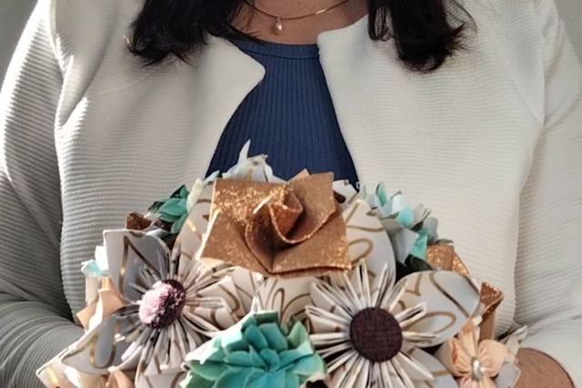 Bouquet mariée fleurs origami
