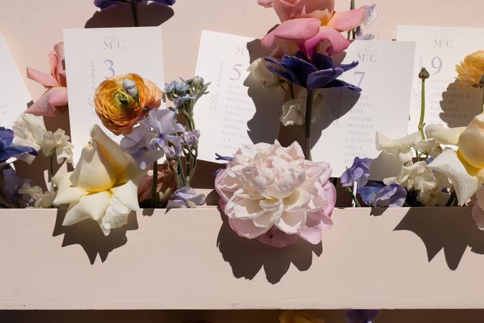 Plan de table fleuri