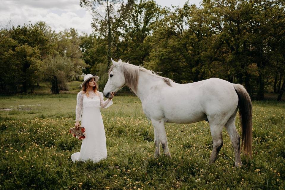 Photo sur le ranch avec cheval