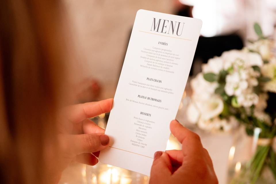 Menu traiteur