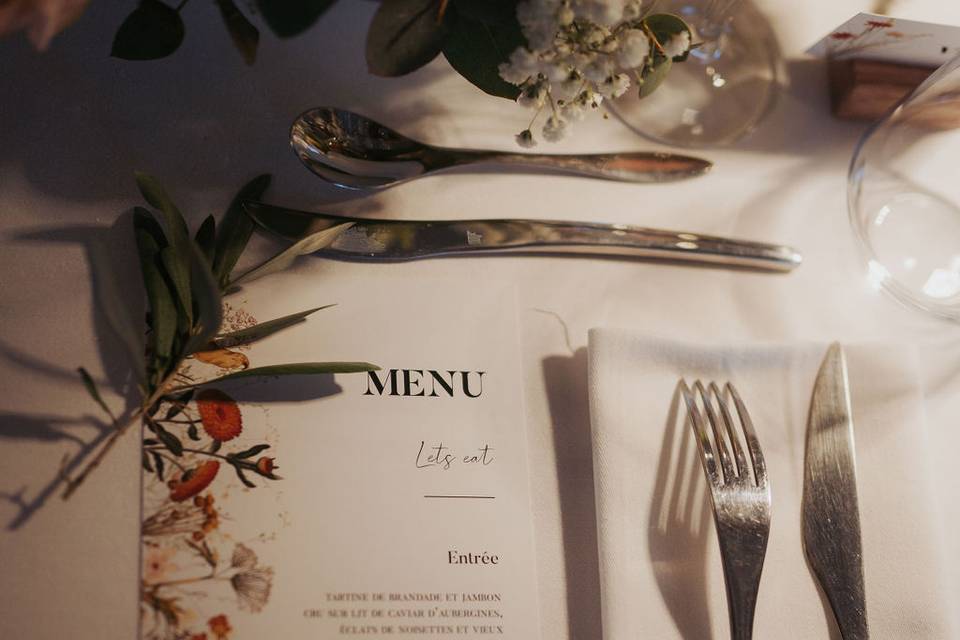 Papeterie menu mariage