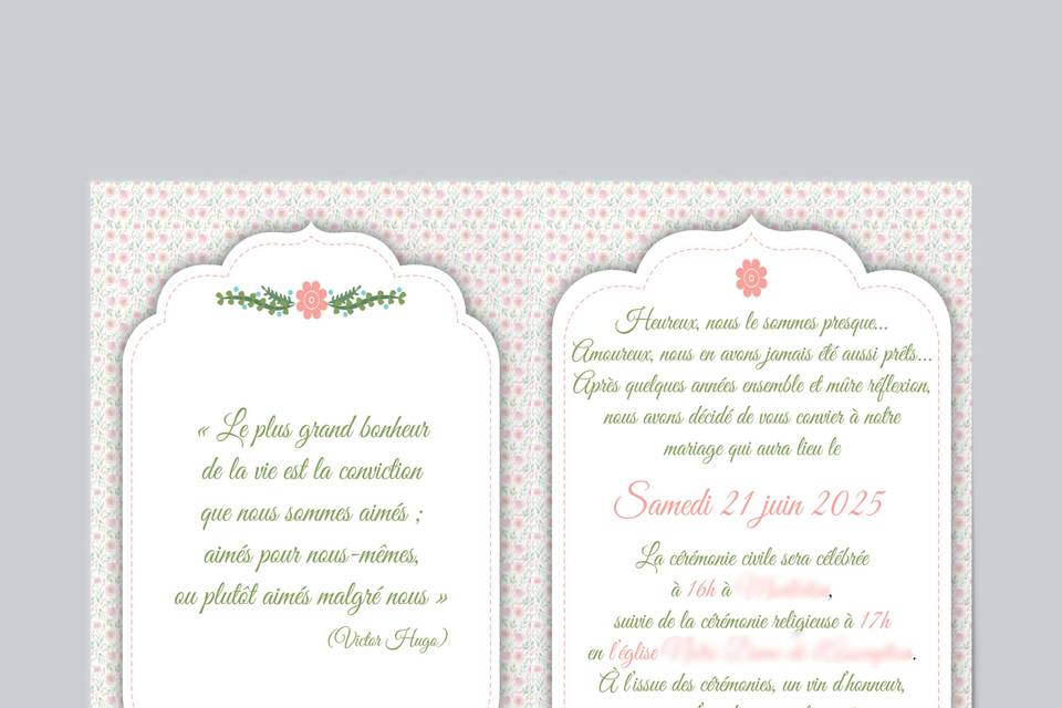 Faire-part Mariage intérieur