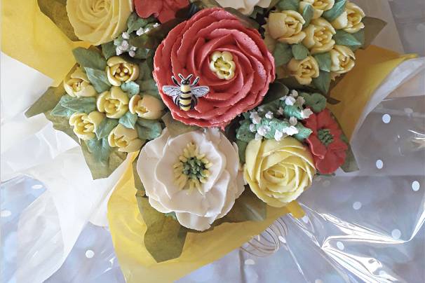 Cupcakes fleurs en bouquet