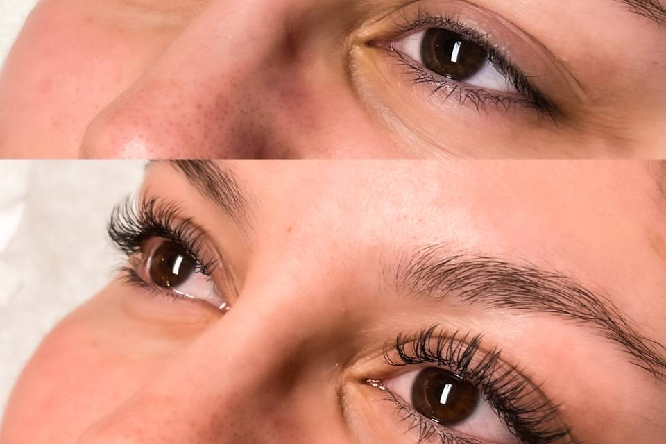 Extensions de cils avant/après