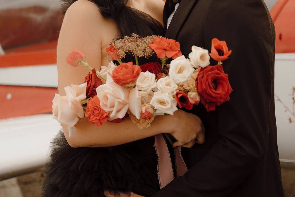 Couple - bouquet mariée