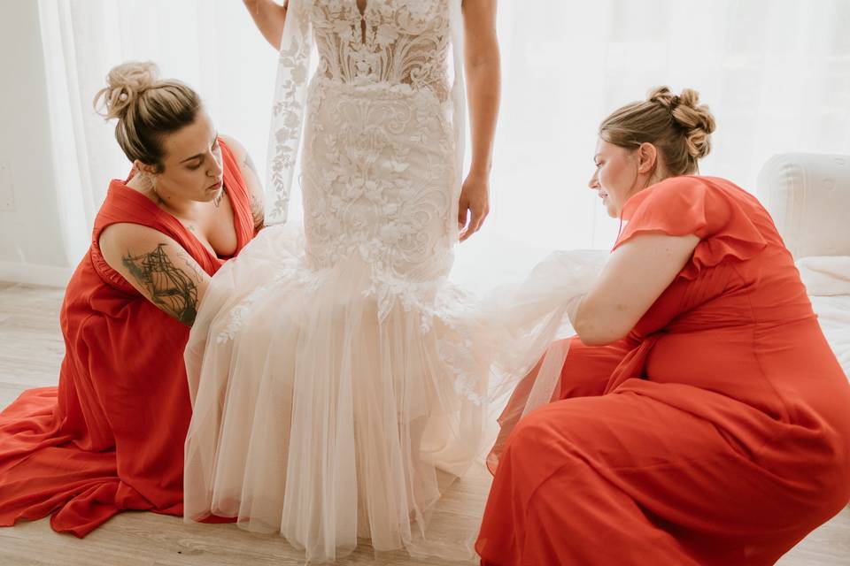 L'habillage de la mariée