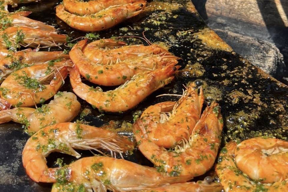 Gambas flambées au pastis