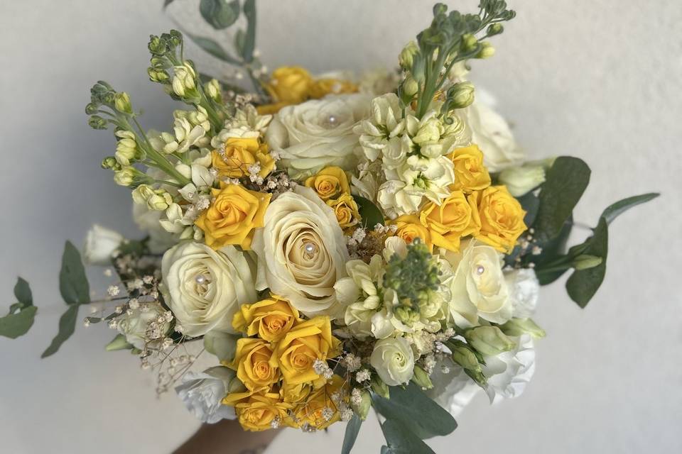 Bouquet mariée jaune et blanc