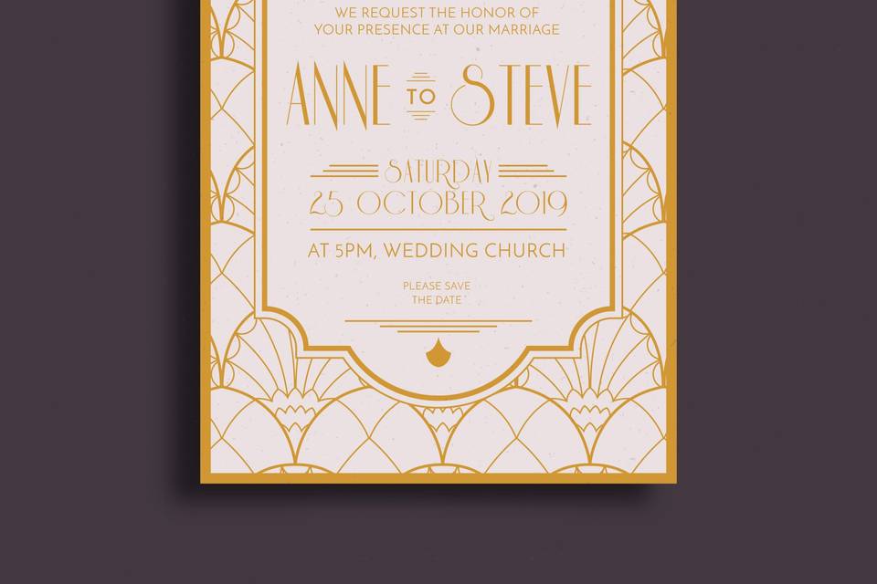 Faire part mariage art deco