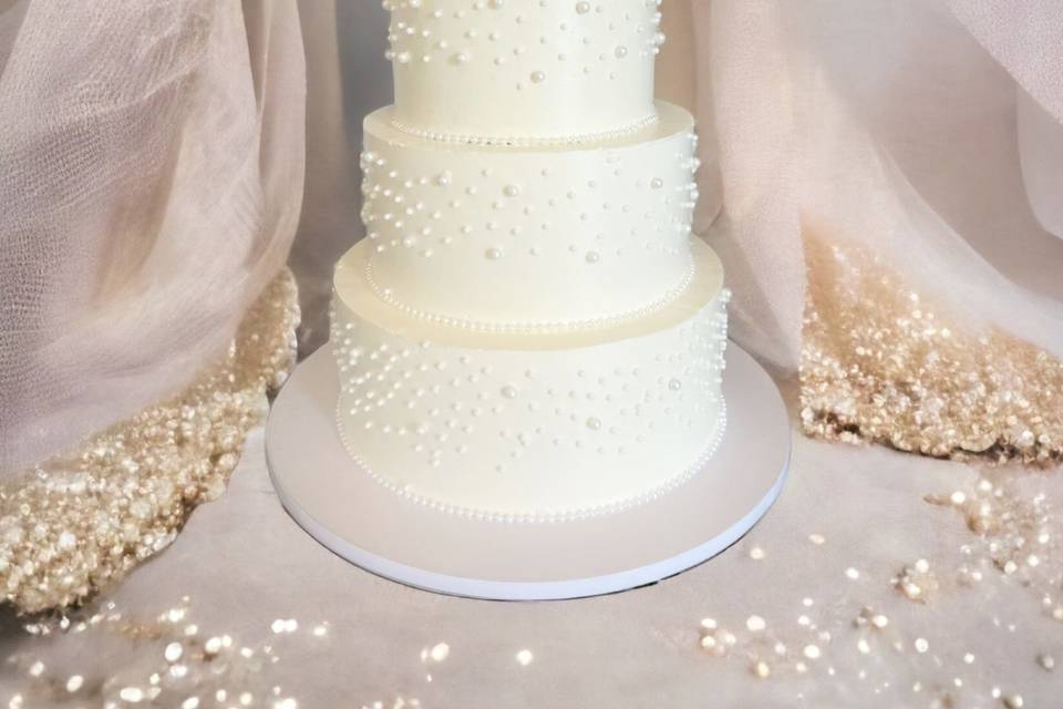 Wedding cake romantique perles