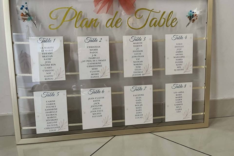 Plan de table mariage