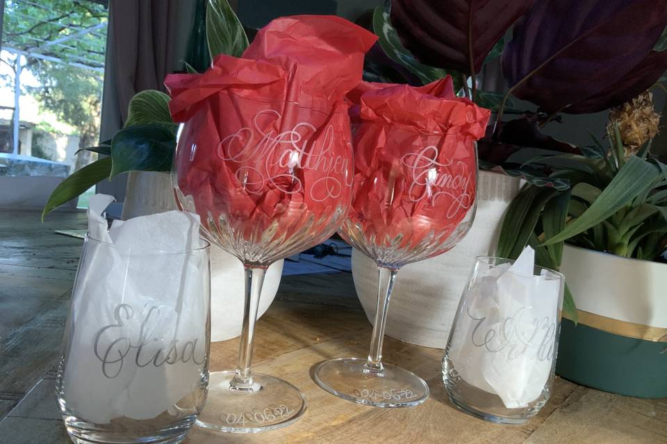 Gravure verres à vin