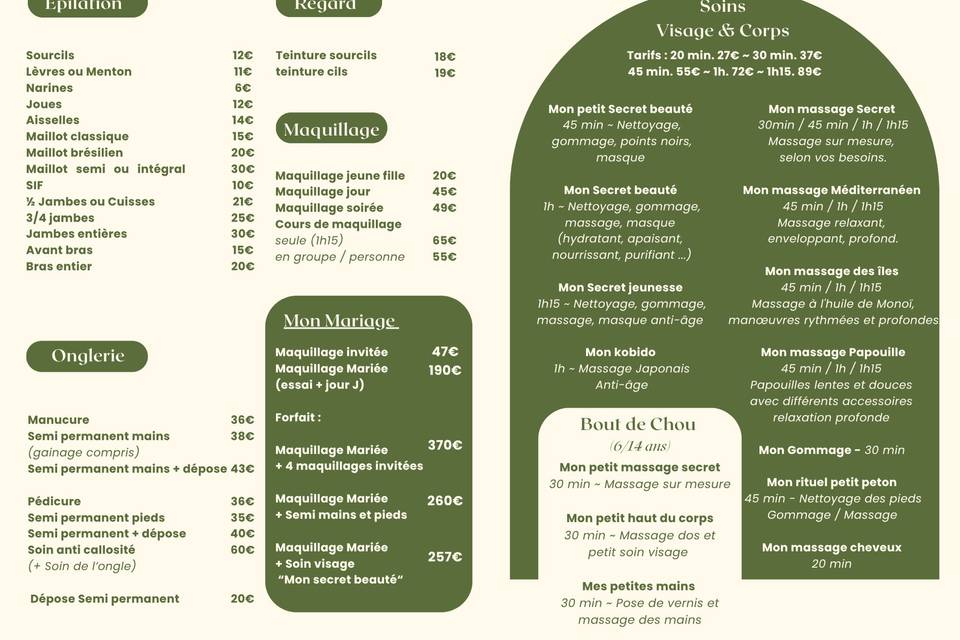 Carte des prestations