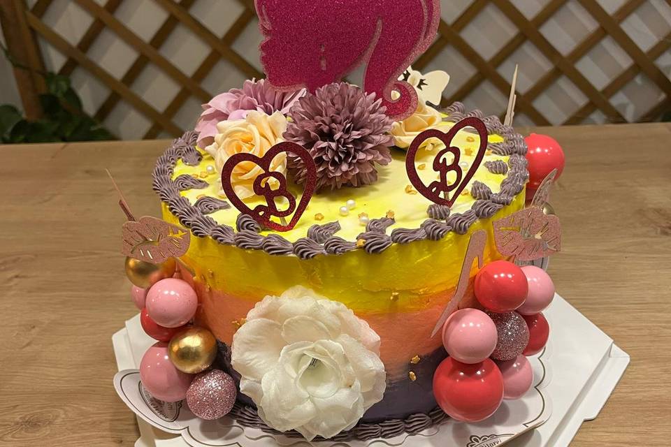 Rainbow Barbie cake
