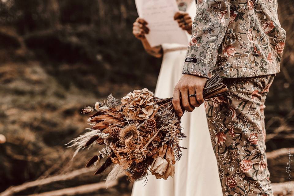 Bouquet mariée fleurs séchées