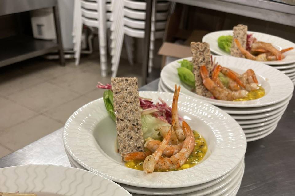 Entrée exotique gambas