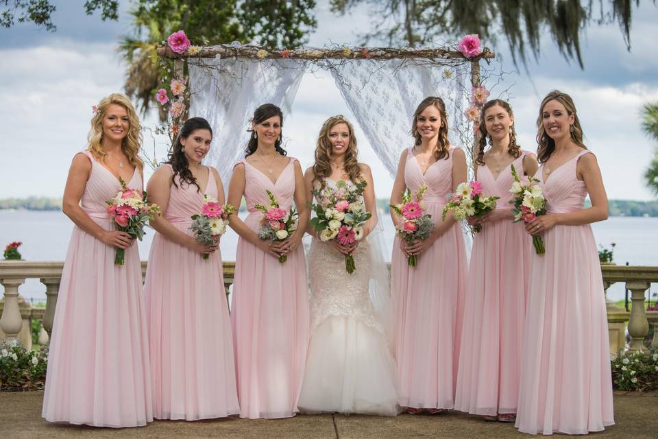 Bride and bridesmaid