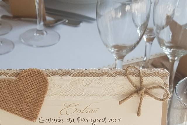 Menu de table champetre