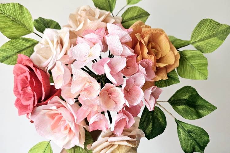 Hortensia et ses roses