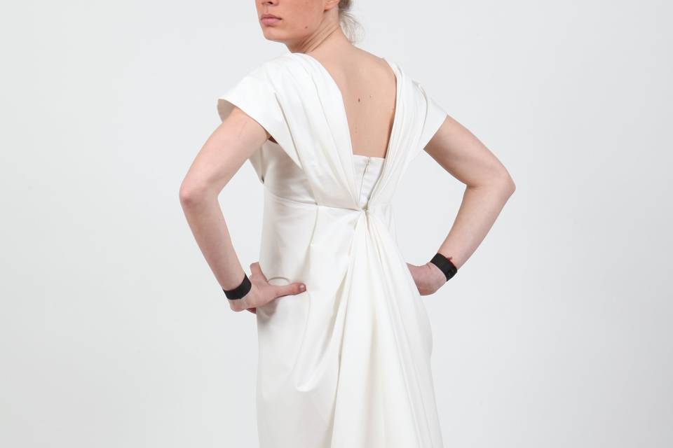 Robe drapé dos blanche, Atelier Louise Piquant