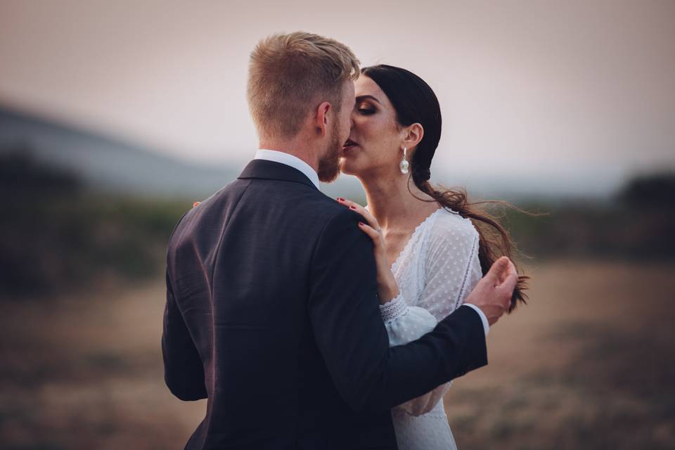 Photo couple couché soleil