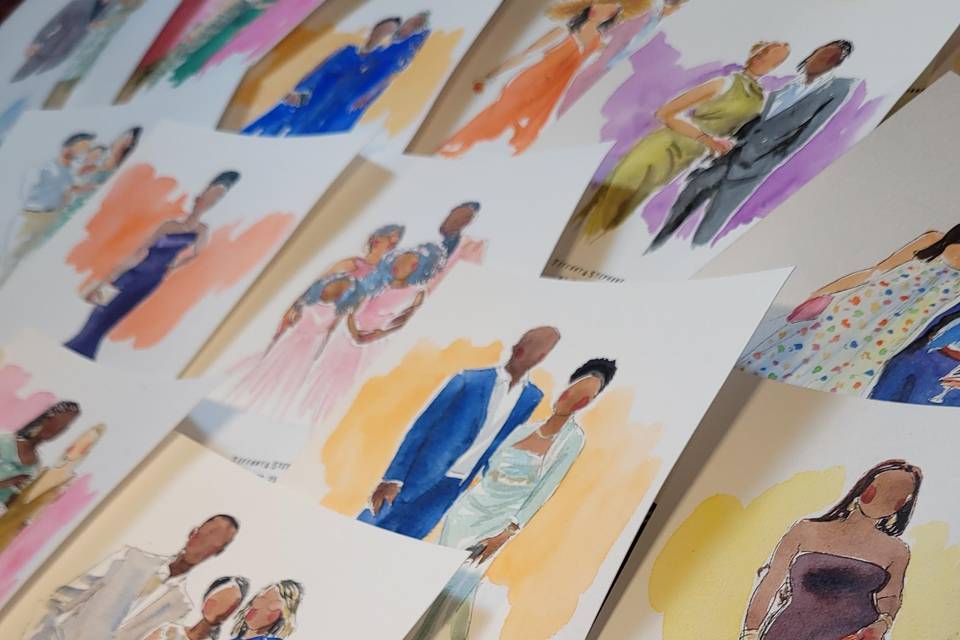 Portraits aquarelle d'invités