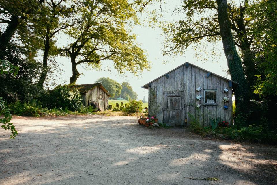 Cabanes au lever du soleil