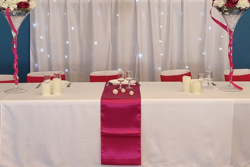 Mariage blanc et fuschia