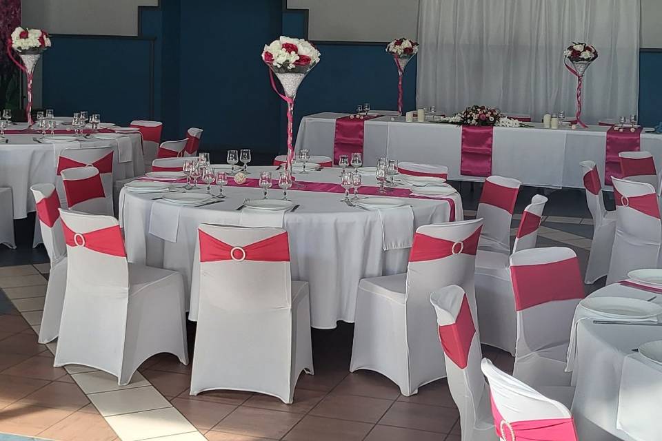 Mariage blanc et fuschia