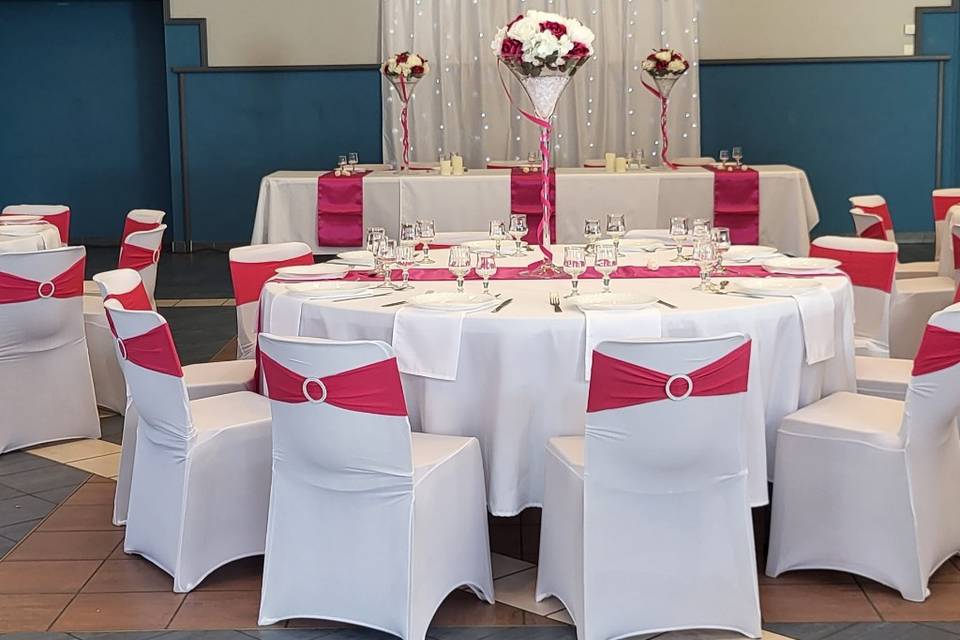 Mariage blanc et fuschia