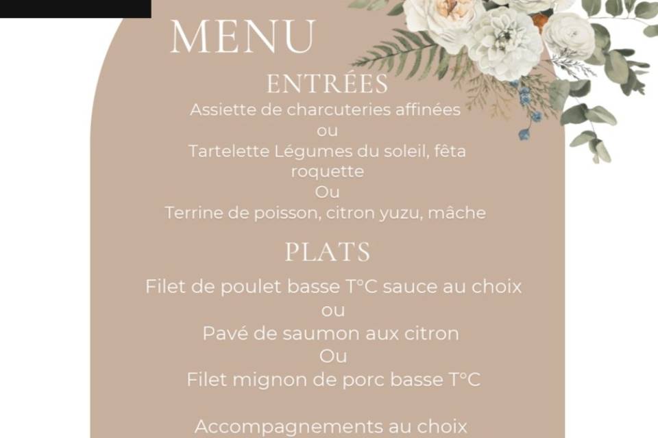 Menu mariage