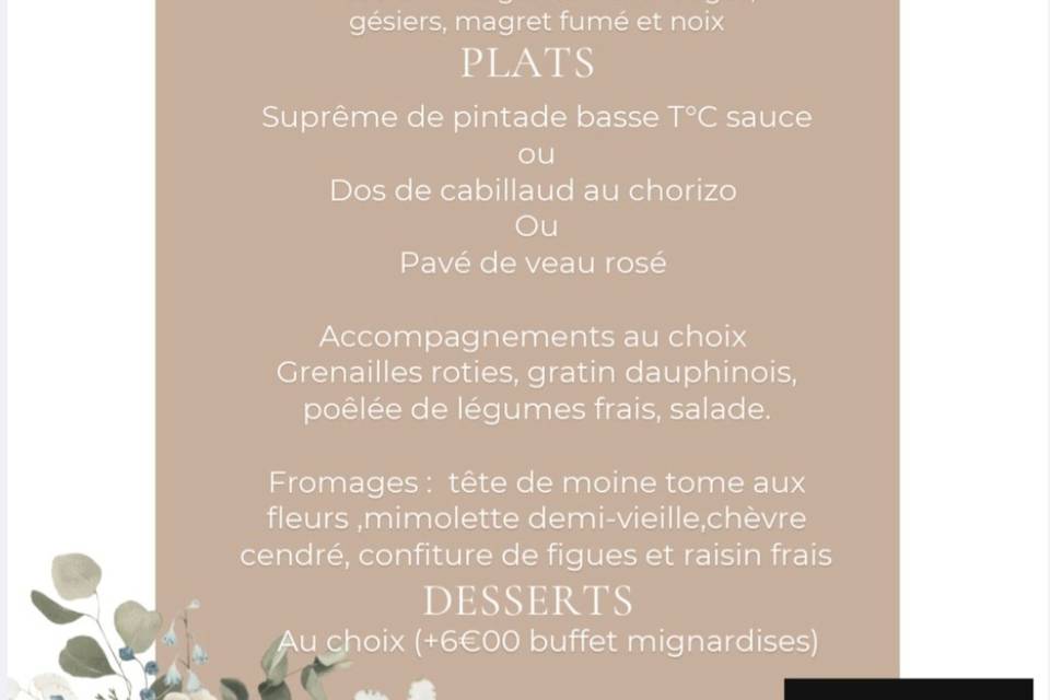 Menu mariage