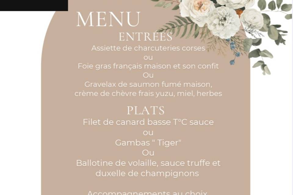 Menu mariage