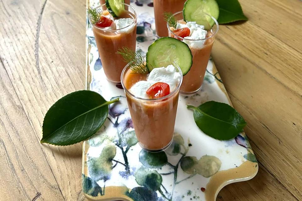 Gaspacho chevre frais et crudi