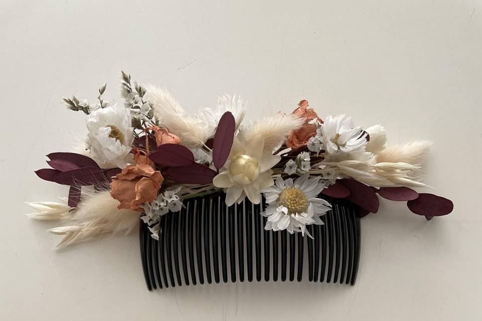 Barrette de fleurs séchées