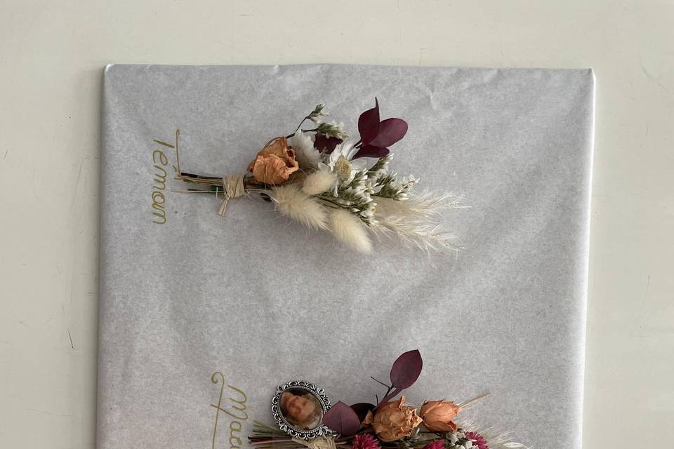 boutonniere de fleurs sechees