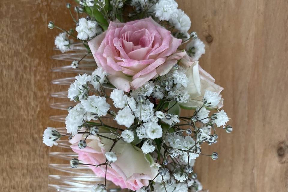 Barrette rose et blanche