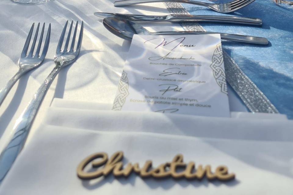 Table mariage bleu blanc