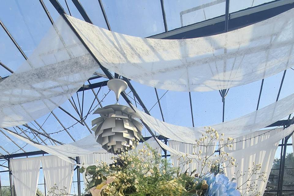 Fleurs mariage bleu blanc