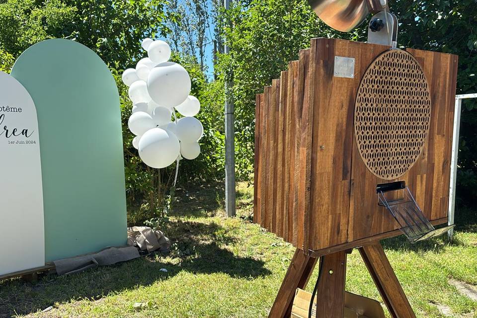 Borne photo en bois